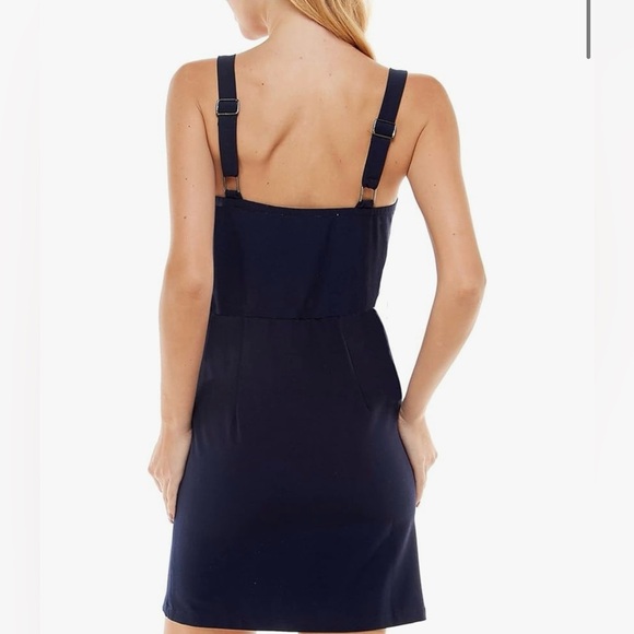 Kingston Blue Asymmetrical Sheath Dress Square Neck Sleeveless - Picture 2 of 7